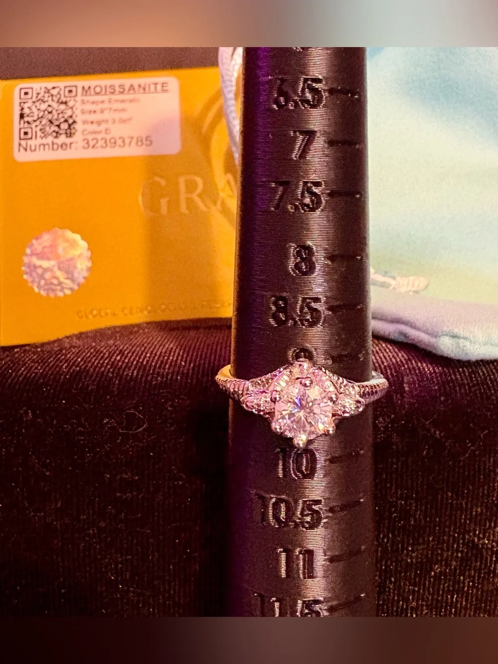 Moissanite Halo 3 Carat Total Weight Engagement Ring in White/Silver